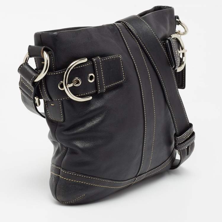 Pre Owned Coach Black Leather Shoulder Bag