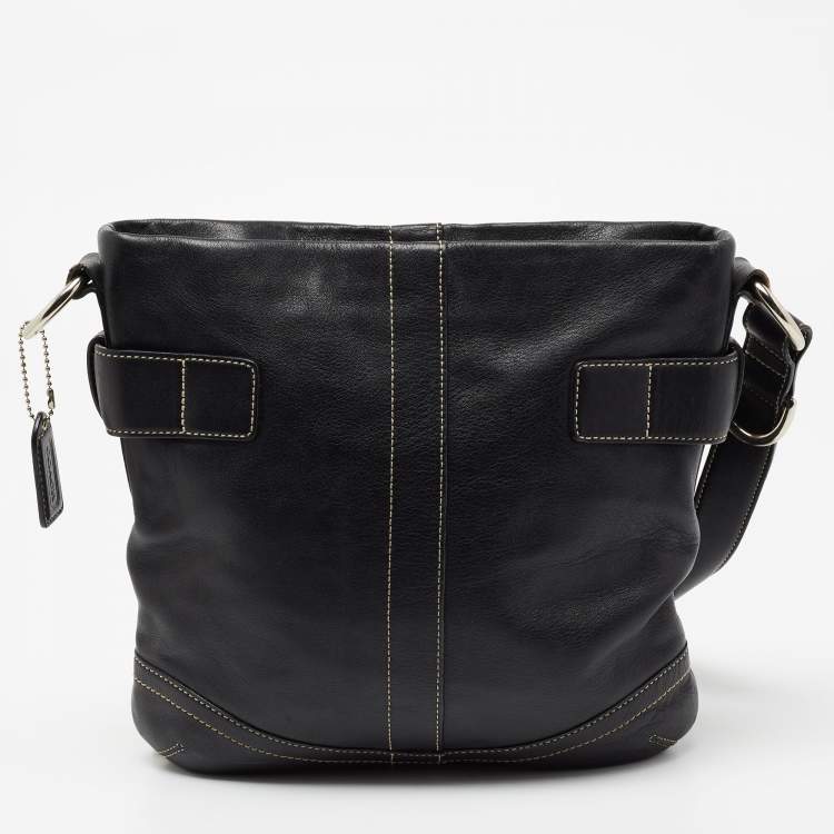 Pre Owned Coach Black Leather Shoulder Bag