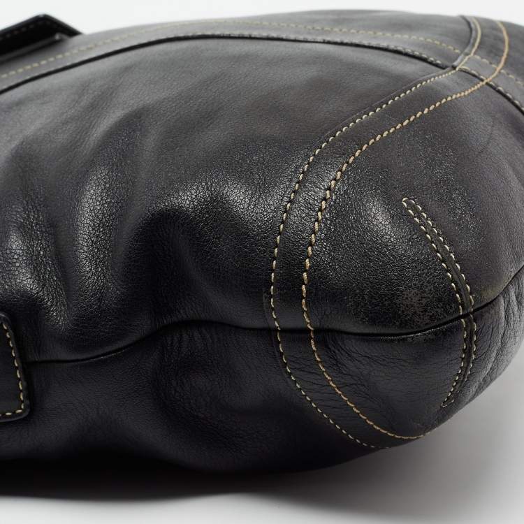 Pre Owned Coach Black Leather Shoulder Bag