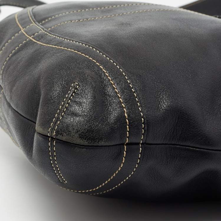 Pre Owned Coach Black Leather Shoulder Bag