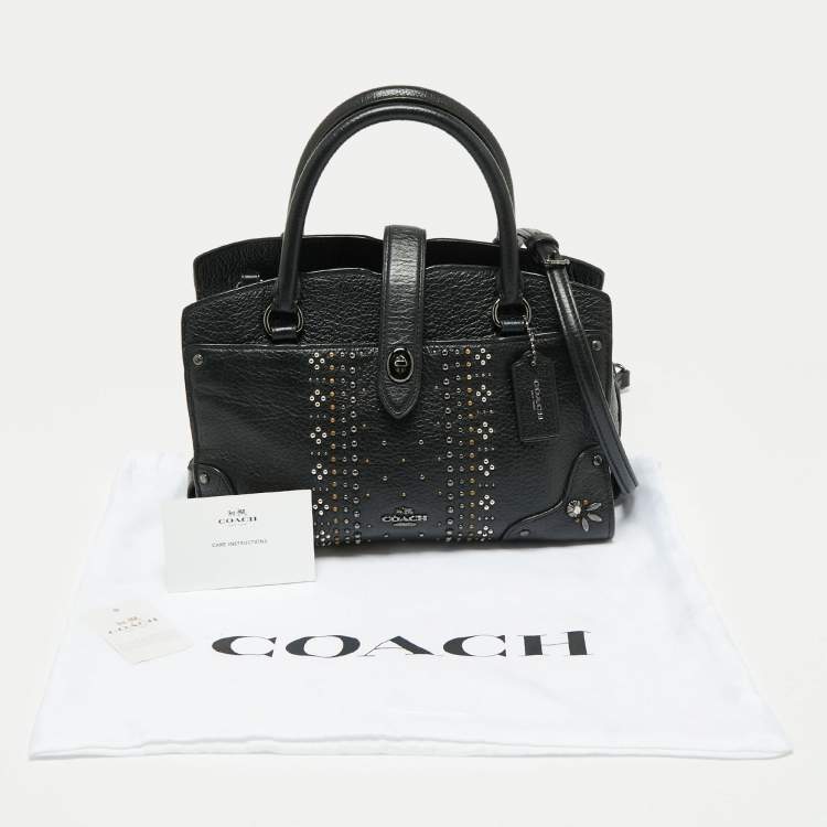 Pre Owned Coach Black Leather Studded Mercer 24 Satchel