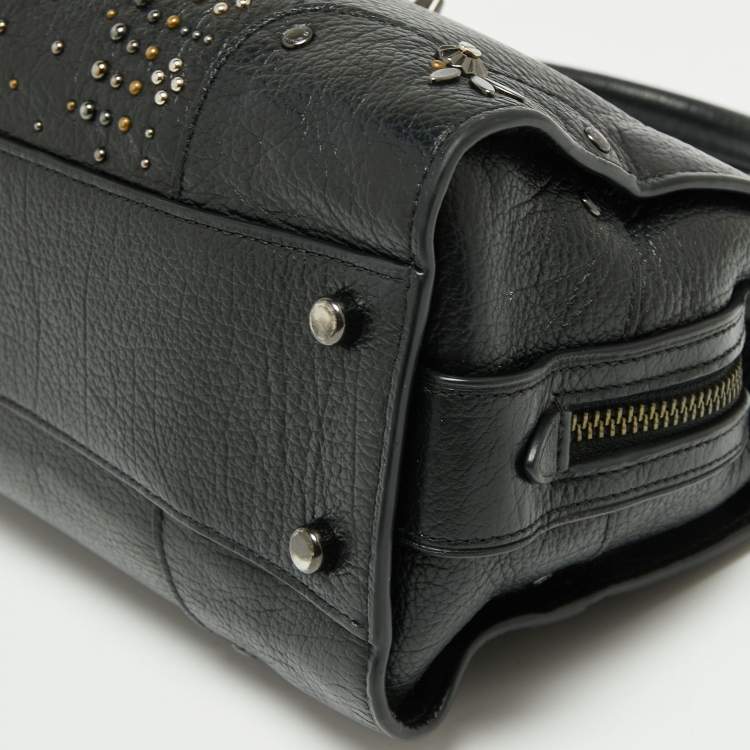 Pre Owned Coach Black Leather Studded Mercer 24 Satchel