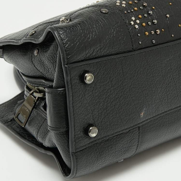 Pre Owned Coach Black Leather Studded Mercer 24 Satchel