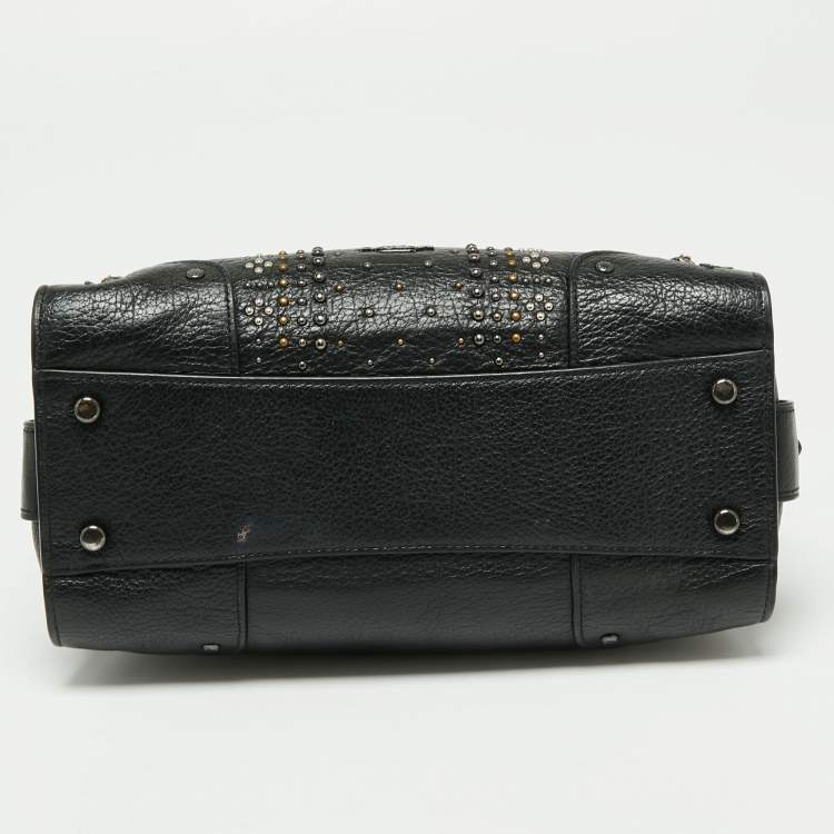 Pre Owned Coach Black Leather Studded Mercer 24 Satchel