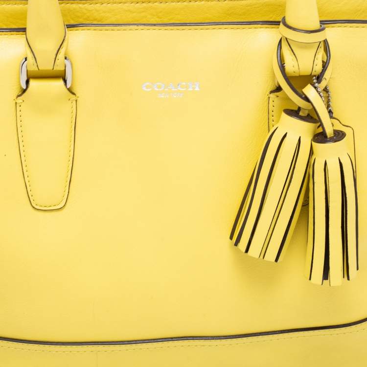 Pre Owned Coach Yellow Leather Candace Carryall Tote