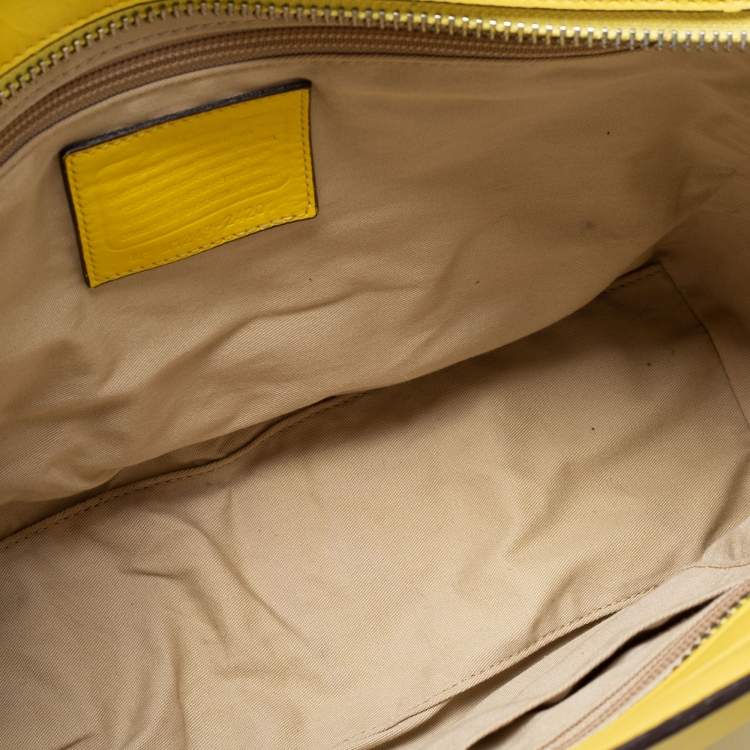 Pre Owned Coach Yellow Leather Candace Carryall Tote