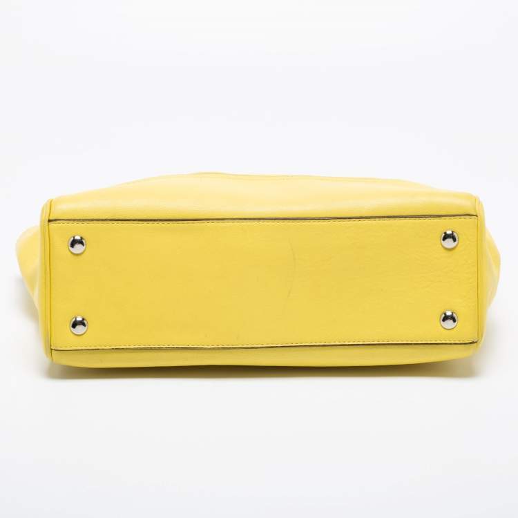 Pre Owned Coach Yellow Leather Candace Carryall Tote