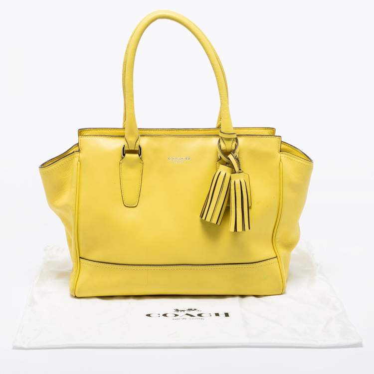 Pre Owned Coach Yellow Leather Candace Carryall Tote