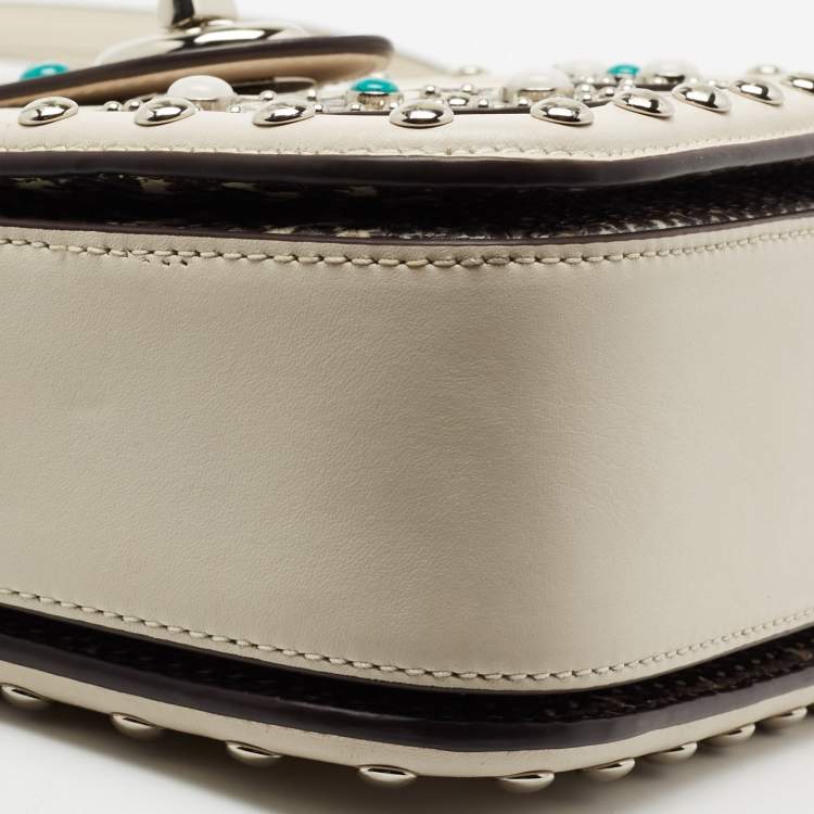 Pre Owned Coach Off White Leather And Python Western Rivets Page Top Handle Bag