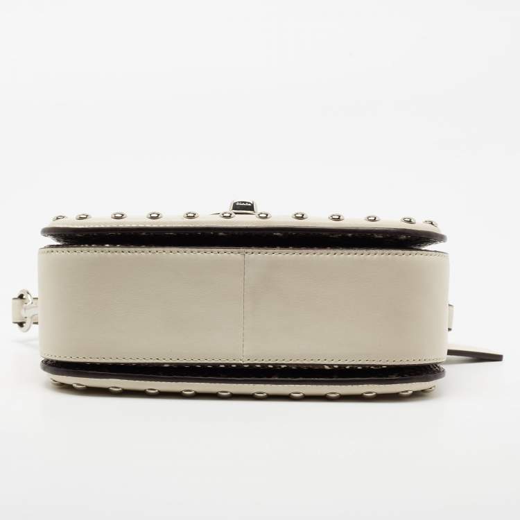 Pre Owned Coach Off White Leather And Python Western Rivets Page Top Handle Bag