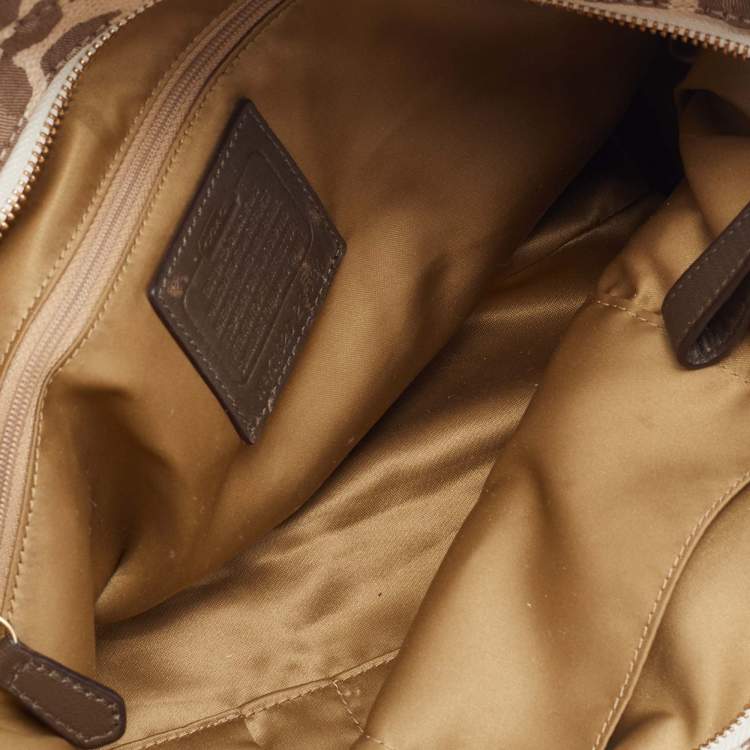مملوكة مسبقًا Coach Brown Ocelot Print Jacquard and Leather Madison East/West Tote