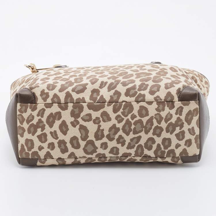 مملوكة مسبقًا Coach Brown Ocelot Print Jacquard and Leather Madison East/West Tote