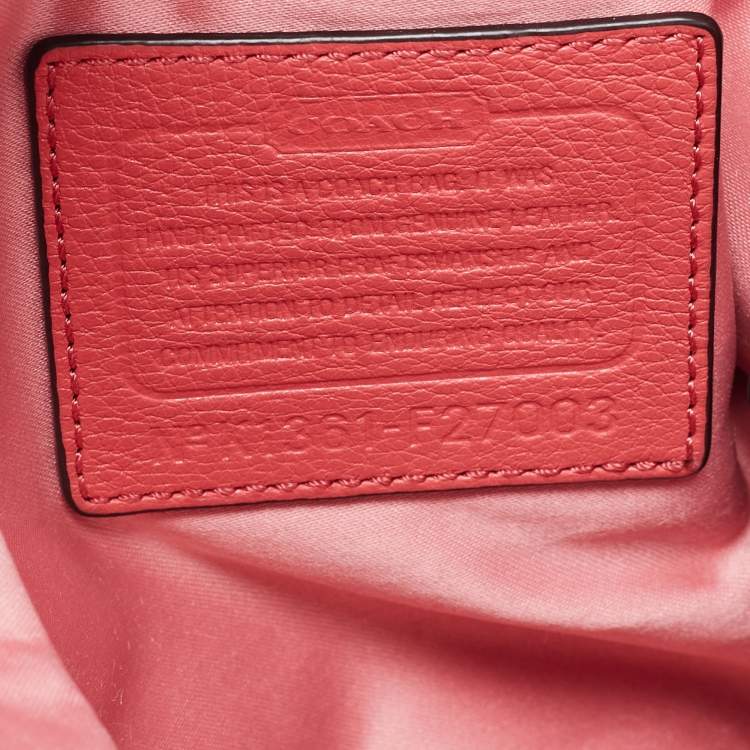 Pre Owned Coach Coral Pink Leather Drawstring Crossbody Bag
