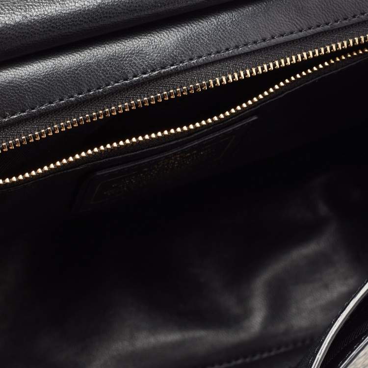 Pre Owned Coach Black/Beige Snakeskin Embossed Leather And Leather Drifter Top Handle Bag