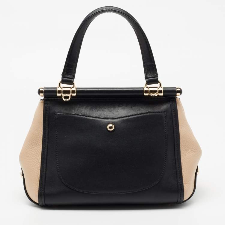 Pre Owned Coach Black/Beige Snakeskin Embossed Leather And Leather Drifter Top Handle Bag