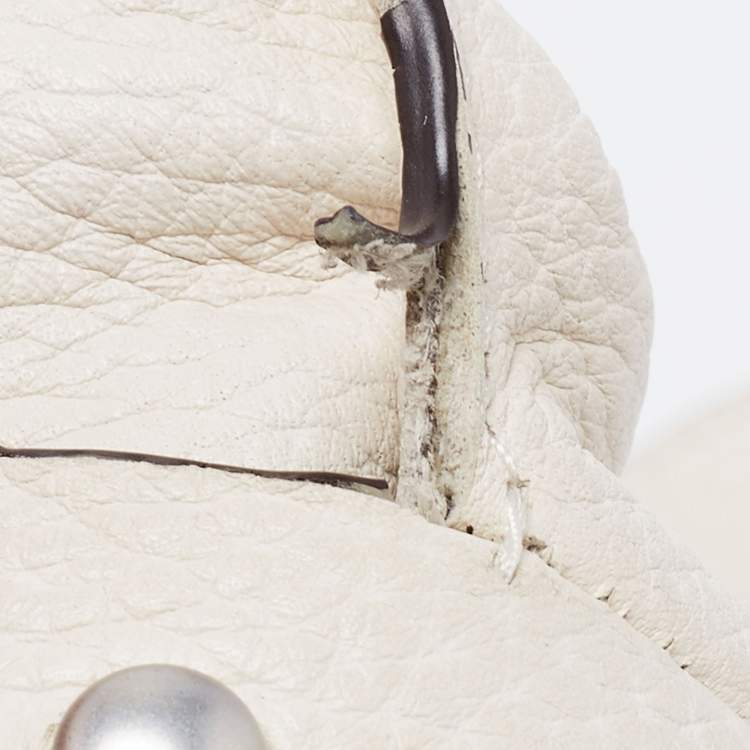 Pre Owned Coach White Leather Rivets Dakotah Crossbody Bag
