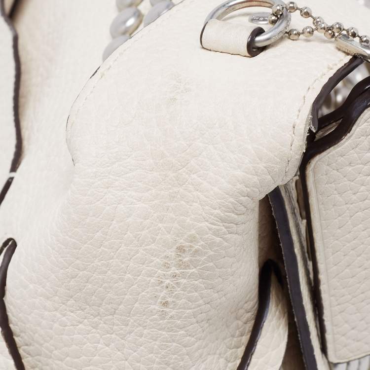 Pre Owned Coach White Leather Rivets Dakotah Crossbody Bag