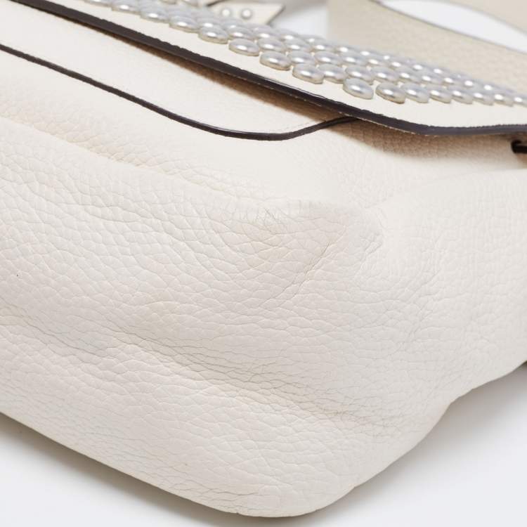 Pre Owned Coach White Leather Rivets Dakotah Crossbody Bag