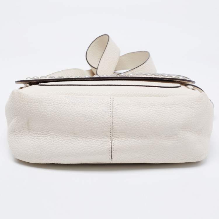 Pre Owned Coach White Leather Rivets Dakotah Crossbody Bag