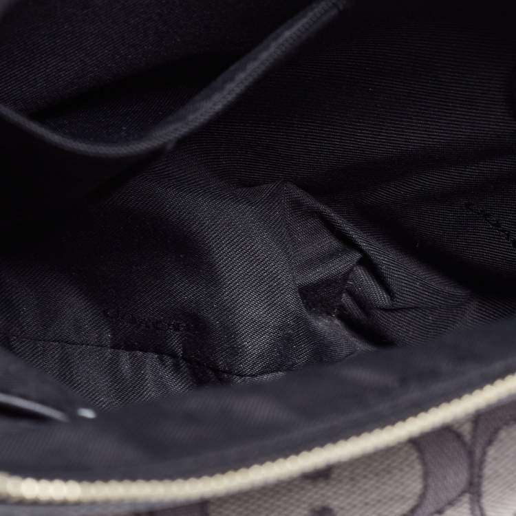 Pre Owned Coach Grey Signature Jacquard Canvas Dufflette Tote