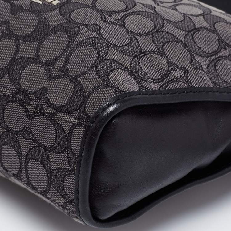 Pre Owned Coach Grey Signature Jacquard Canvas Dufflette Tote