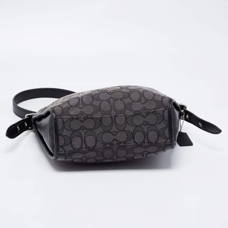 Pre Owned Coach Grey Signature Jacquard Canvas Dufflette Tote