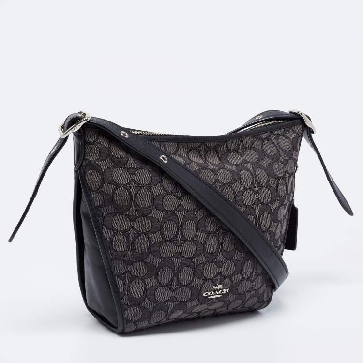 Pre Owned Coach Grey Signature Jacquard Canvas Dufflette Tote