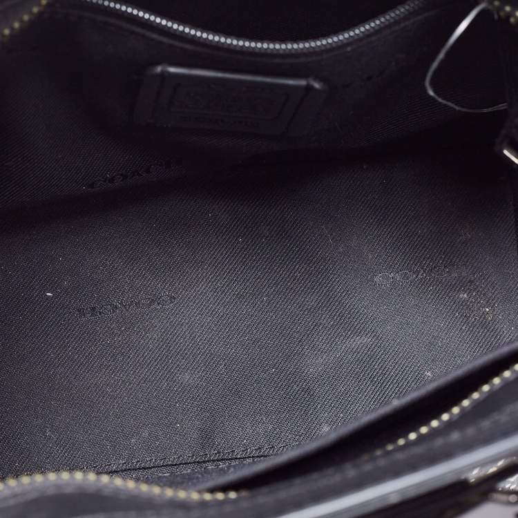 Pre Owned Coach Black/Beige Snakeskin Embossed And Leather Swagger 20 Tote