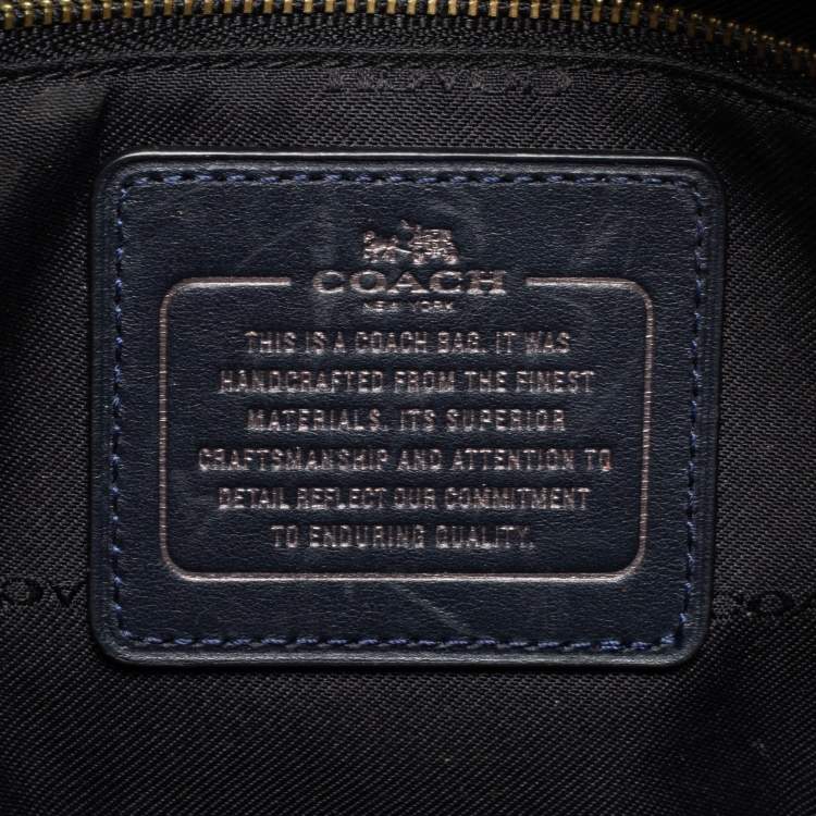 Pre Owned Coach Navy Blue Leather Brooklyn Carryall Satchel
