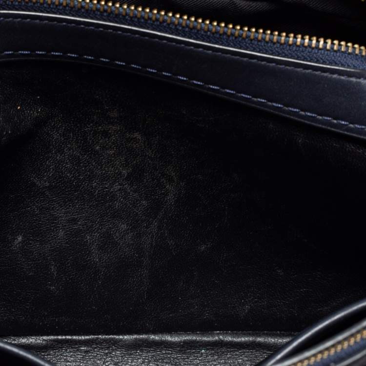 Pre Owned Coach Navy Blue Leather Brooklyn Carryall Satchel