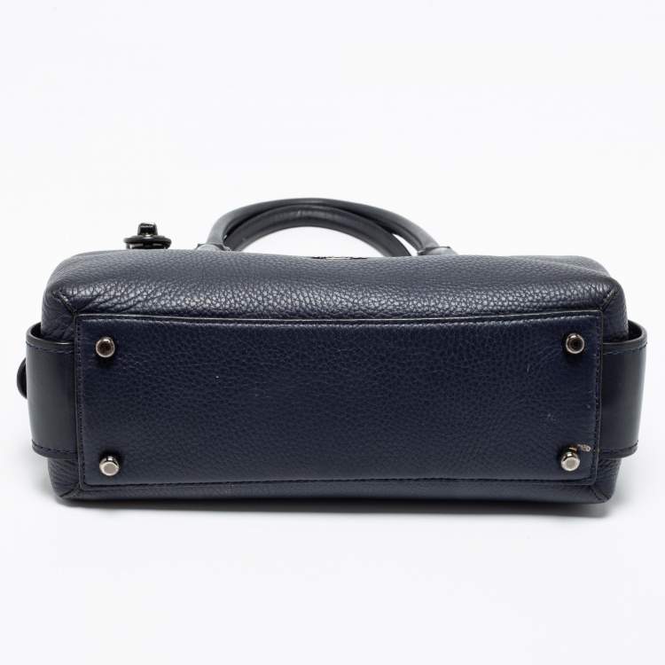 Pre Owned Coach Navy Blue Leather Brooklyn Carryall Satchel