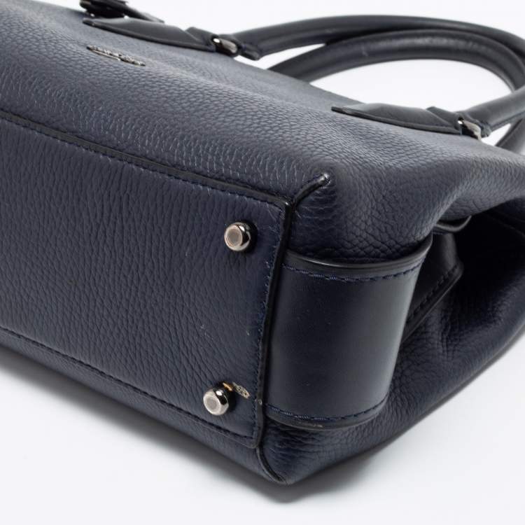 Pre Owned Coach Navy Blue Leather Brooklyn Carryall Satchel