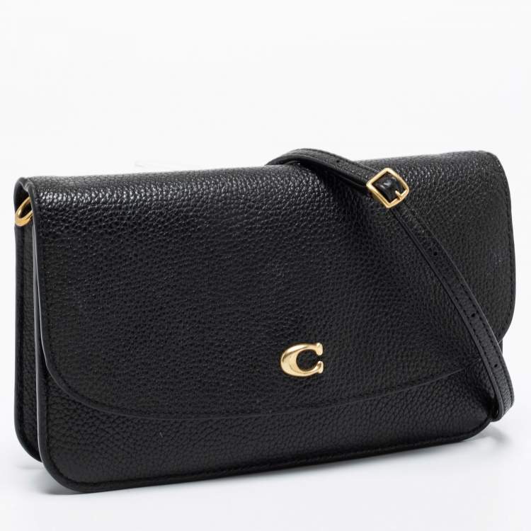 Pre Owned Coach Black Pebble Leather Hayden Foldover Crossbody Bag