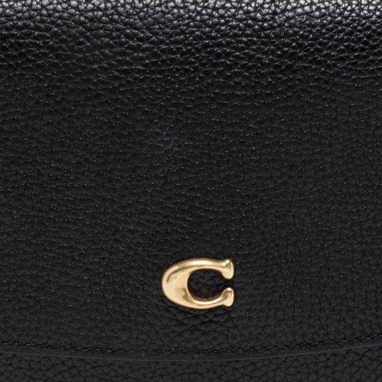 Pre Owned Coach Black Pebble Leather Hayden Foldover Crossbody Bag