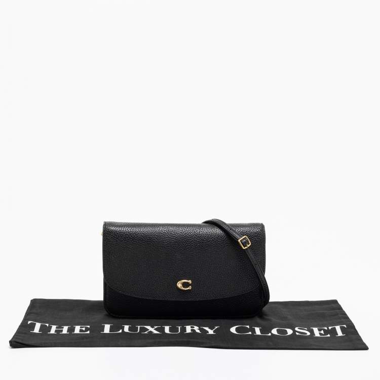 Pre Owned Coach Black Pebble Leather Hayden Foldover Crossbody Bag