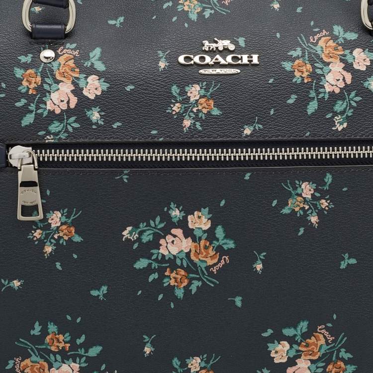 Pre Owned Coach Multicolor Floral Print Coated Canvas and Leather Gallery Tote