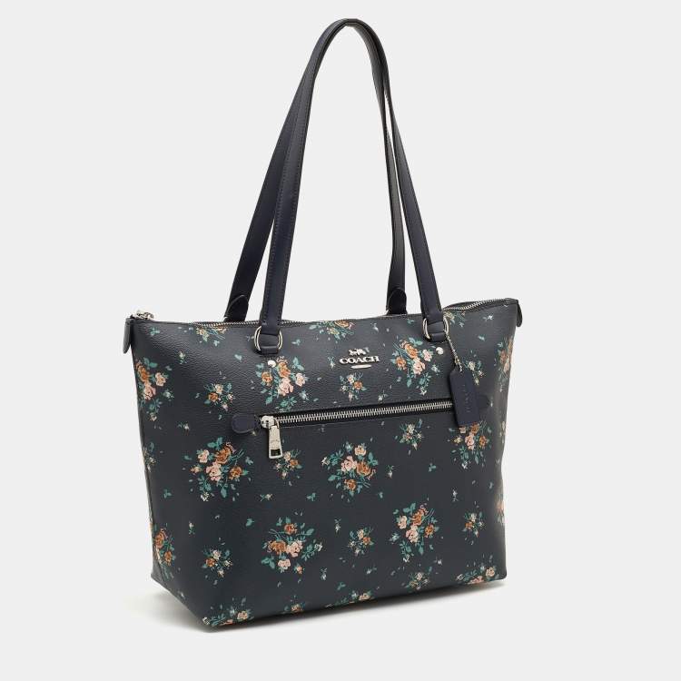 Pre Owned Coach Multicolor Floral Print Coated Canvas and Leather Gallery Tote