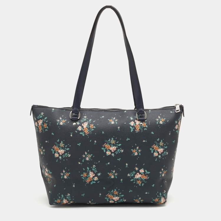 Pre Owned Coach Multicolor Floral Print Coated Canvas and Leather Gallery Tote