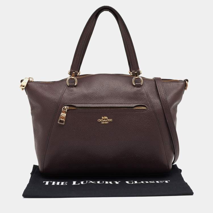 Pre Owned Coach Burgundy Pebbled Leather Prairie Satchel