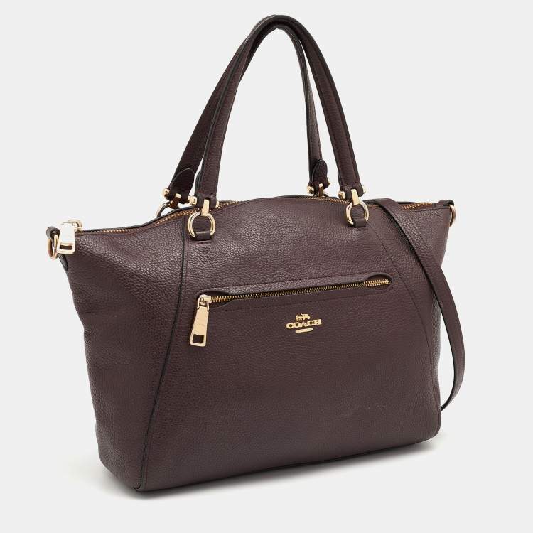 Pre Owned Coach Burgundy Pebbled Leather Prairie Satchel