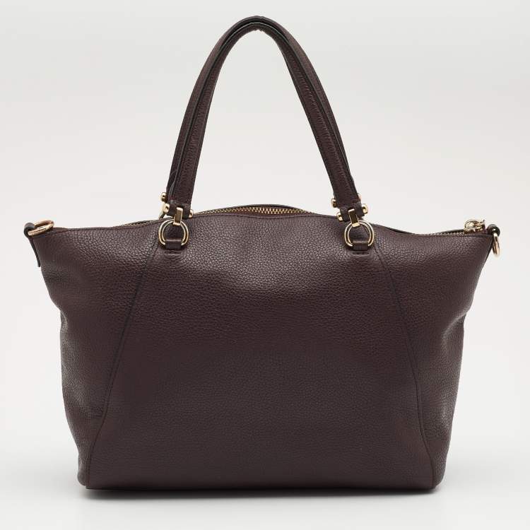 Pre Owned Coach Burgundy Pebbled Leather Prairie Satchel