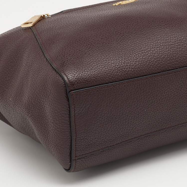 Pre Owned Coach Burgundy Pebbled Leather Prairie Satchel