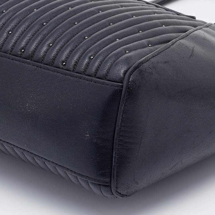 Pre Owned Coach Black Quilted Leather Studded Prairie Satchel