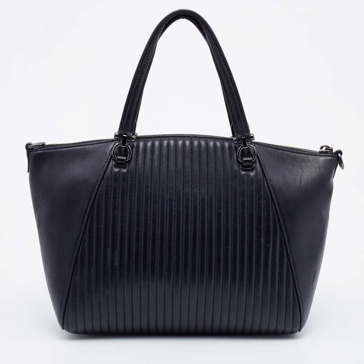 Pre Owned Coach Black Quilted Leather Studded Prairie Satchel