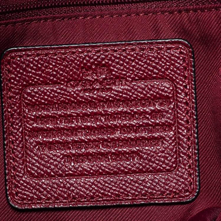 Pre Owned Coach Burgundy Leather Turnlock Charlie Carryall Tote