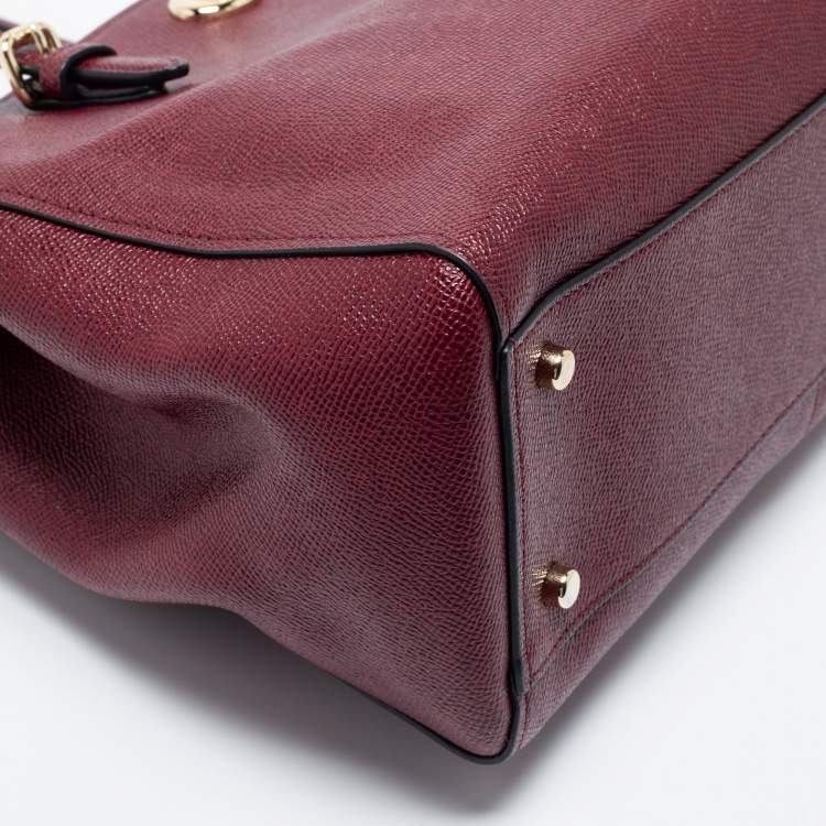 Pre Owned Coach Burgundy Leather Turnlock Charlie Carryall Tote