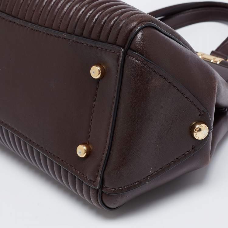 Pre Owned Coach Dark Brown Quilted Leather Grace Satchel