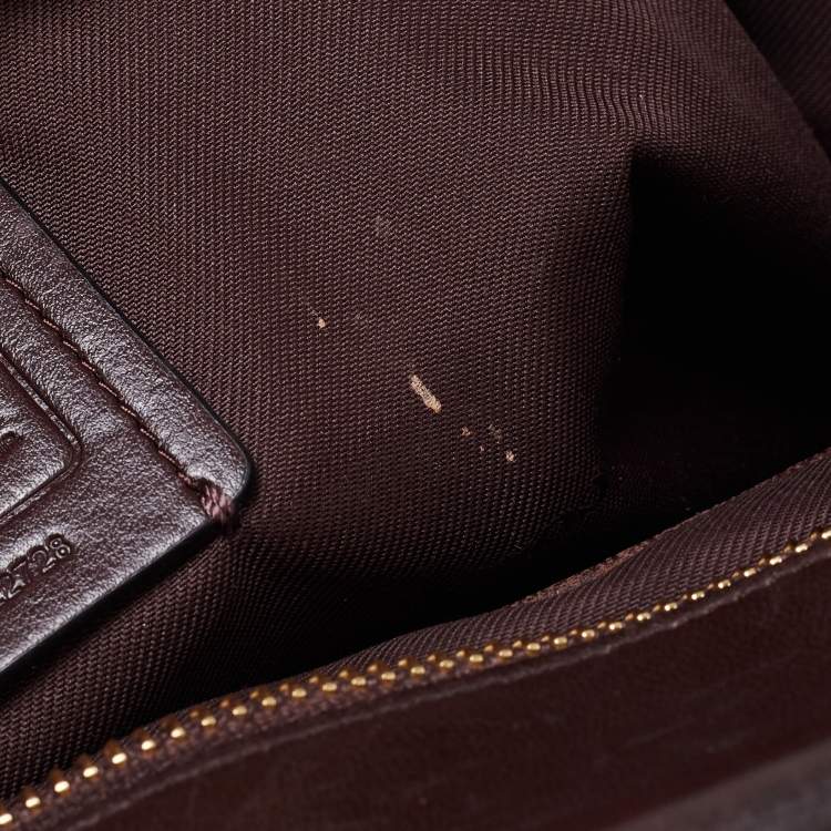 Pre Owned Coach Dark Brown Quilted Leather Grace Satchel