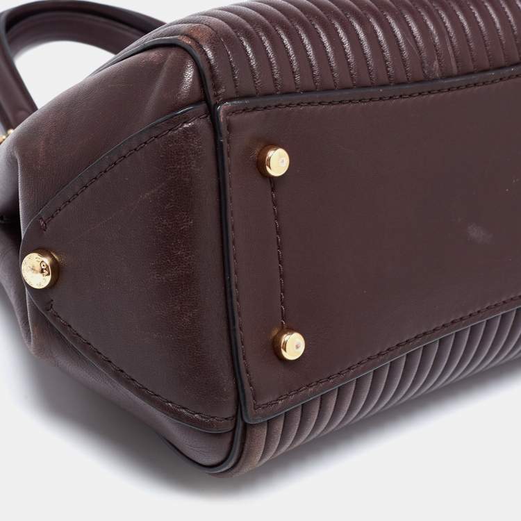 Pre Owned Coach Dark Brown Quilted Leather Grace Satchel