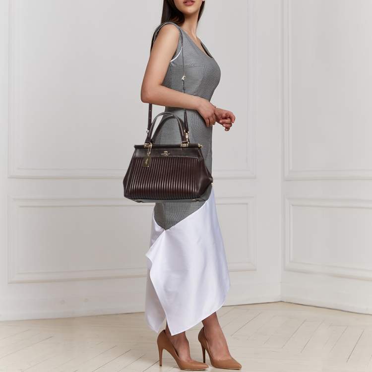 Pre Owned Coach Dark Brown Quilted Leather Grace Satchel